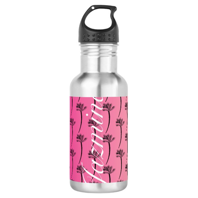 Tropical Palm Tree  Pattern Pink 710 Ml Water Bottle (Front)