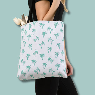 Tropical Palm Tree pattern sea green Tote Bag