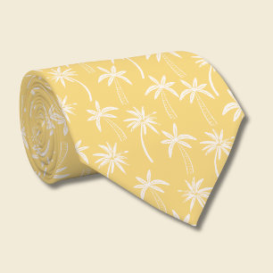 Tropical Palm Tree pattern yellow Tie