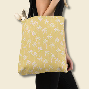 Tropical Palm Tree pattern yellow Tote Bag