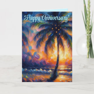 Tropical Palm Tree Personalised Anniversary Card