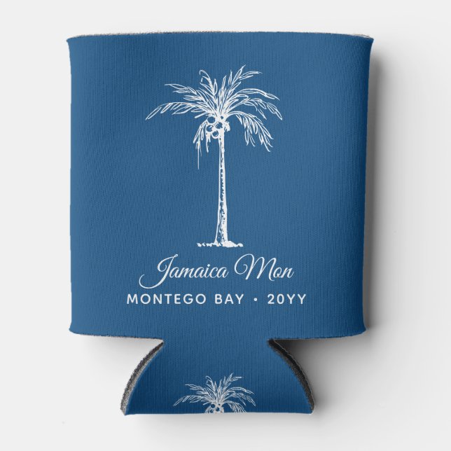 Tropical Palm Tree Personalised Can Cooler (Front)