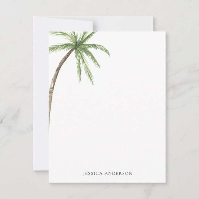 Tropical Palm Tree Personalised Thank You Card (Front)