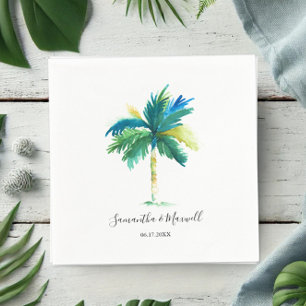 Tropical Palm Tree Personalised Wedding Napkin