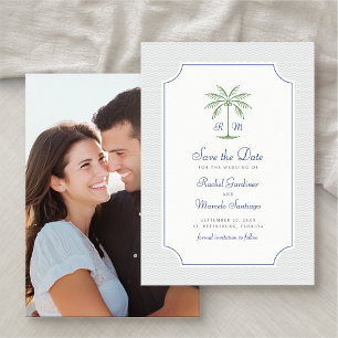 Tropical Palm Tree Photo Wedding Save the Date