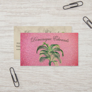 Tropical Palm Tree Pink Miami Marble Professional Business Card