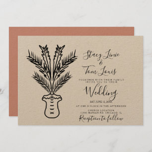 Tropical Palm Tree Potted Hand Drawn Earthy Invitation