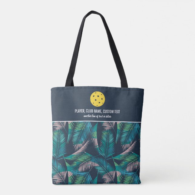 Tropical Palm Tree Print Custom Pickleball Paddle Tote Bag (Back)