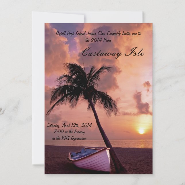 Tropical Palm Tree Prom Invitation (Front)