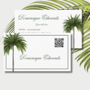  Tropical Palm Tree QR Code Stylish Professional   Business Card