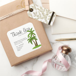 Tropical Palm Tree Real Estate Referral Thank You Square Sticker