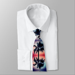 Tropical Palm Tree Reflections at Sunset Tie