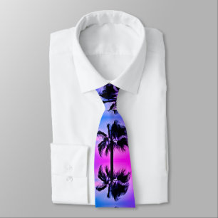 Tropical Palm Tree Reflections at Sunset Tie