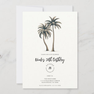 Tropical Palm Tree Rustic Coastal Birthday Party Invitation