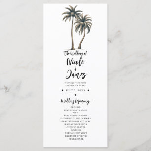 Tropical Palm Tree Rustic Coastal Wedding Program Programme