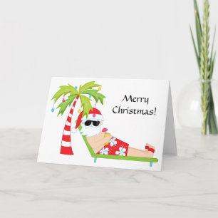 Tropical/Palm Tree Santa Claus Christmas Card