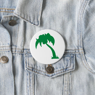 Tropical Palm Tree Silhouette Green Island Beach  7.5 Cm Round Badge