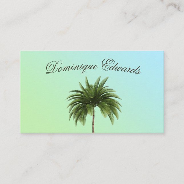 Tropical Palm Tree Stylish Green Professional Business Card (Front)