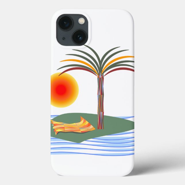 Tropical Palm Tree, Sun, Waves Case-Mate iPhone Case (Back)