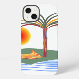 Tropical Palm Tree, Sun, Waves iPhone 13 Case