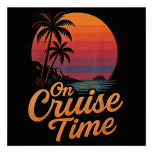 Tropical Palm Tree Sunset Cruise Vacation Poster