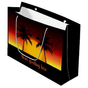 Tropical Palm Tree Sunset Silhouette Large Gift Bag