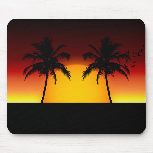 Tropical Palm Tree Sunset Silhouette Mouse Mat (Front)