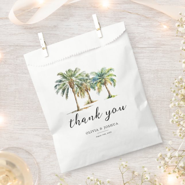 Tropical Palm Tree Thank You Wedding Favour Bags (Clipped)
