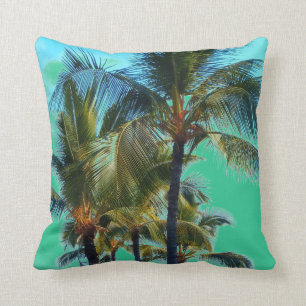 Tropical palm tree throw pillow
