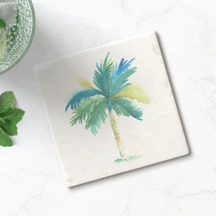 Tropical Palm Tree Tiki Bar Stone Coaster