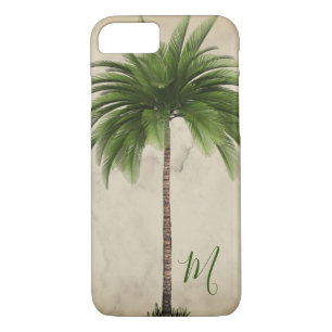Tropical  Palm Tree Vintage Elegant Monogram iPhone 8/7 Case
