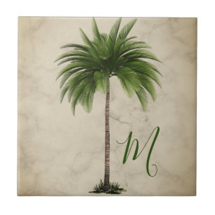 Tropical Palm Tree Vintage Elegant Tile