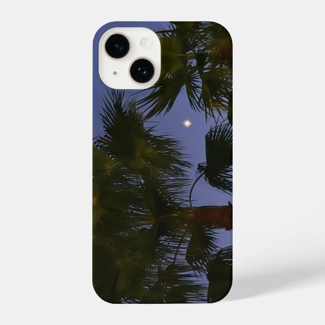 Tropical Palm Tree Wall Art Twilight Coastal iPhone Case (Back)