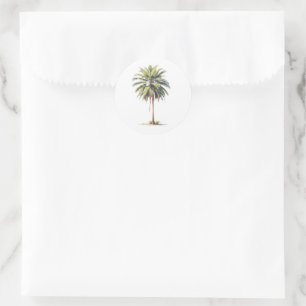 Tropical Palm Tree Watercolor Classic Round Sticker