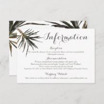 Tropical Palm Tree Wedding Enclosure Details Card