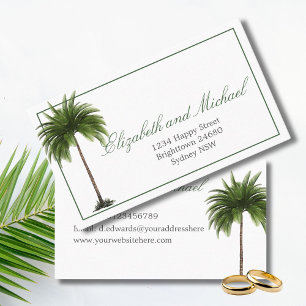  Tropical Palm Tree Wedding Information  Business Card