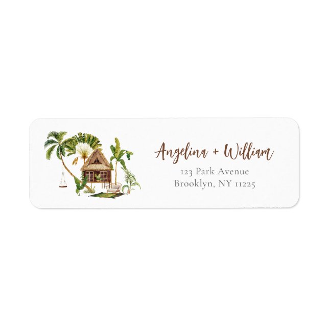Tropical Palm Tree Wedding Return Address (Front)