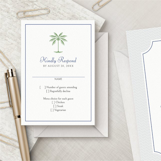 Tropical Palm Tree Wedding RSVP Card (Creator Uploaded)