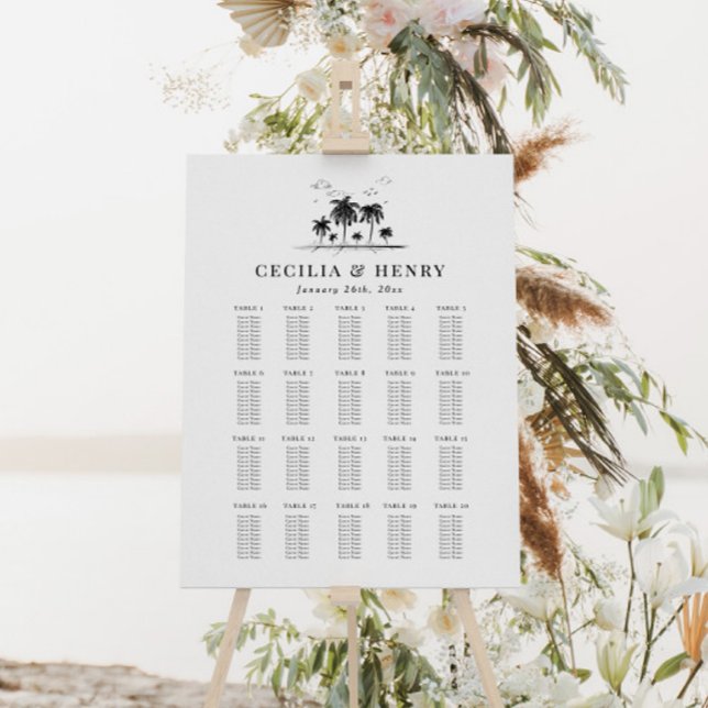 Tropical Palm Tree Wedding Seating Chart (Creator Uploaded)