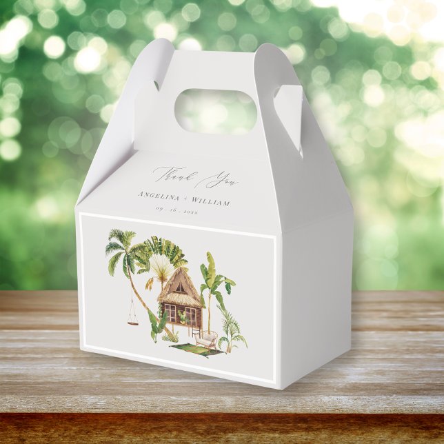 Tropical Palm Tree Wedding Thank You Favour Box (Creator Uploaded)