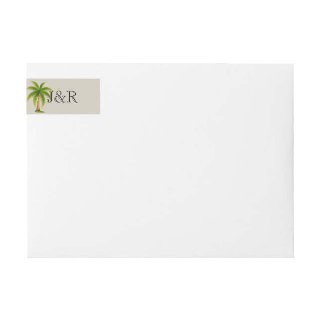 Tropical Palm Tree Wedding Wrap Around Label (Front)