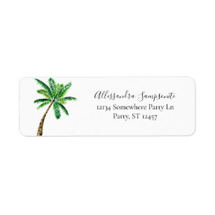 Tropical Palm Tree White Return Address