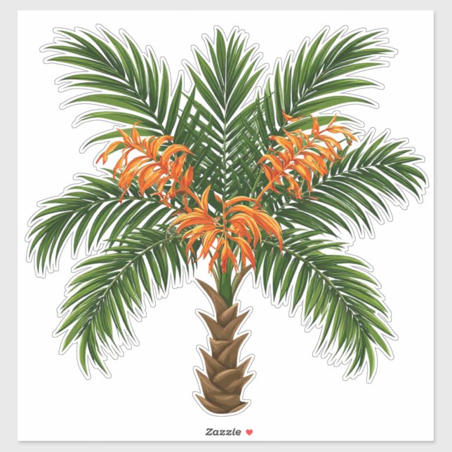 Tropical Palm Tree With Bright Orange Flowers (Sheet)