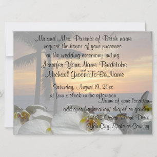 Tropical Palm Tree with orchids Invitation
