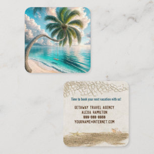 Tropical Palm Tree With Swing Square Business Card