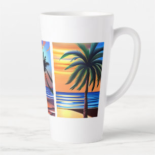 Tropical Palm Trees and Ocean Colourful Latte Mug