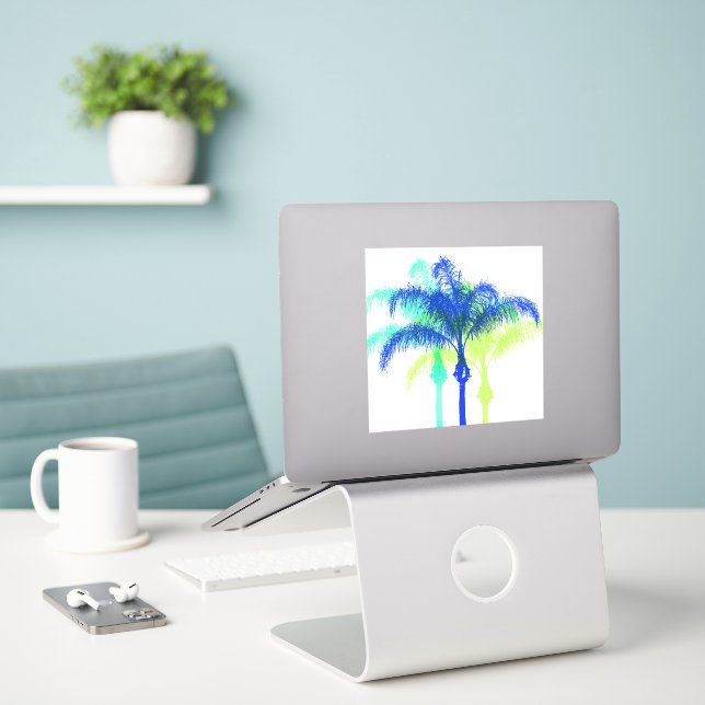 Tropical Palm Trees Art Large Sticker (Laptop On Desk)