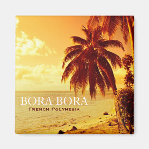 Tropical palm trees at sunset Bora Bora magnet