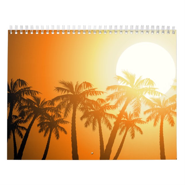 Tropical palm trees at sunset calendar (Cover)