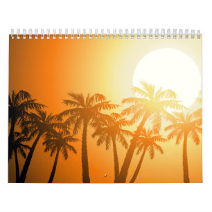 Tropical palm trees at sunset calendar